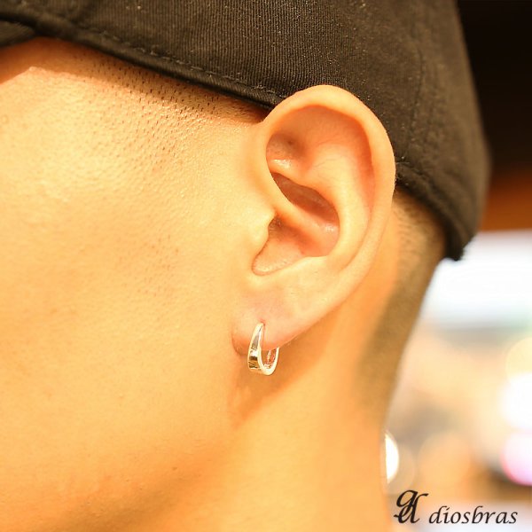 画像3: フープピアス リング シルバー925 ピアス メンズ レディース 激安ピアス イヤリング アクセサリー【フープ】本物シルバー925◇片方ピアス メンズ レディース 鏡面 ライン 楕円 オーバル 中折れ式 (3)