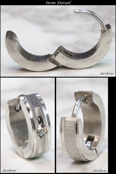 画像2: ステンレス 艶消し フープピアス ジルコニア ダイヤ シルバー 金属アレルギー対応 メタル素材 ゴールド 金 シンプル 小さめ フープ ループ リング 輪っか ピアス アクセサリー メンズ レディース 中折れ式【メール便なら送料無料】13mm (2)