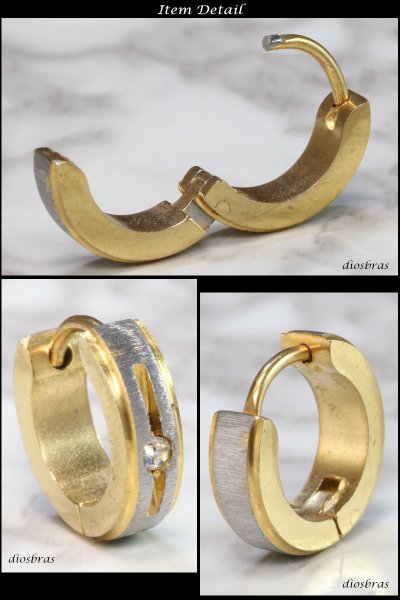 画像2: ステンレス フープピアス シルバー 金属アレルギー対応 メタル素材 シンプル フープ ループ リング 輪っか ピアス アクセサリー メンズ レディース 中折れ式 12mm 光沢 カッティング エッジ ポリッシング (大)【メール便なら送料無料】 (2)