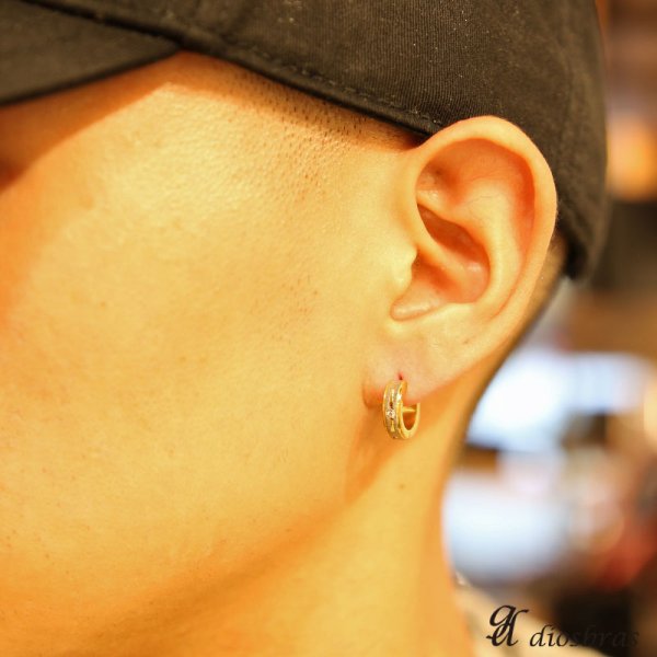 画像3: ステンレス フープピアス シルバー 金属アレルギー対応 メタル素材 シンプル フープ ループ リング 輪っか ピアス アクセサリー メンズ レディース 中折れ式 12mm 光沢 カッティング エッジ ポリッシング (大)【メール便なら送料無料】 (3)