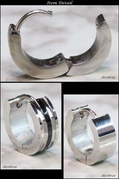 画像2: ステンレス フープピアス シルバー 金属アレルギー対応 メタル素材 シンプル 小さめ フープ ループ リング 輪っか ピアス アクセサリー レディース メンズ　中折れ式 13mm (2)