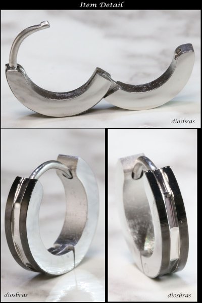 画像2: ステンレス フープピアス シルバー 金属アレルギー対応 メタル素材 シンプル 小さめ フープ ループ リング 輪っか ピアス アクセサリー レディース メンズ 中折れ式 13mm (2)