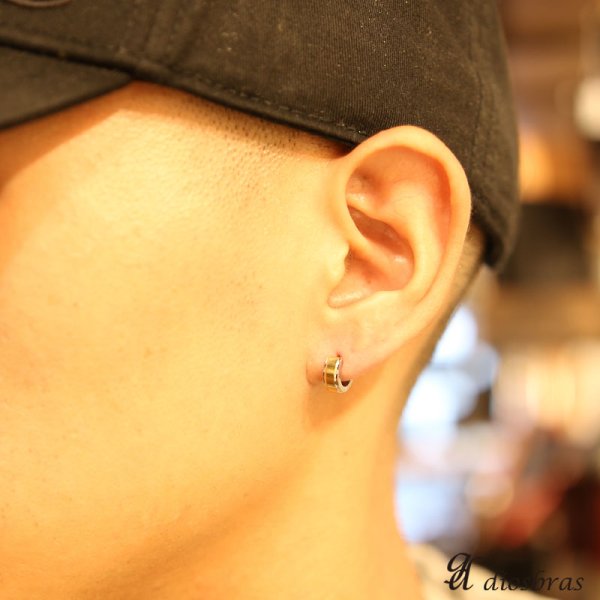 画像3: ステンレス フープピアス シルバー 金属アレルギー対応 メタル素材 シンプル 小さめ フープ ループ リング 輪っか ピアス ゴールド メンズ アクセサリー レディース 中折れ式 10mm (3)