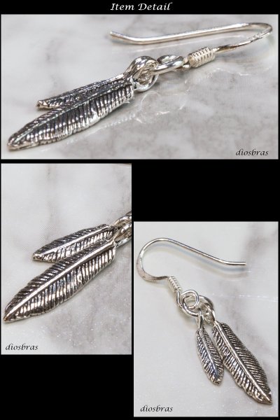 画像2: 【メンズピアス】【シルバーアクセサリー】【シルバーピアス】●バラ売り(片耳のみ)■シャープでキレイめハードな横顔に!フェザー 羽根 イーグル ドロップピアス (2)