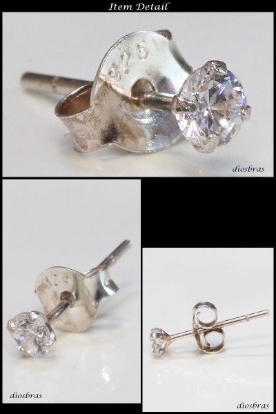 画像2: 【ジルコニア ピアス】ジルコニア 本物シルバー925/ ピアス 丸 片方 パワーストーン/ピアス片耳・片方販売ピアス メンズ レディース ブリリアンカット 3mm ≪中≫ (2)