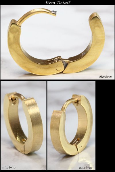 画像2: ステンレス フープピアス シルバー 金属アレルギー対応 メタル素材 ゴールド 金 シンプル 小さめ フープ ループ リング 輪っか ピアス アクセサリー メンズ レディース 中折れ式 13mm (2)