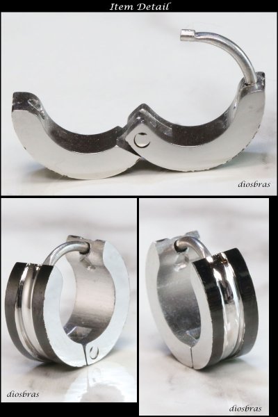 画像2: ステンレス フープピアス シルバー 金属アレルギー対応 メタル素材 シンプル 小さめ フープ ループ リング 輪っか ピアス  メンズ アクセサリー レディース 中折れ式 10mm (2)