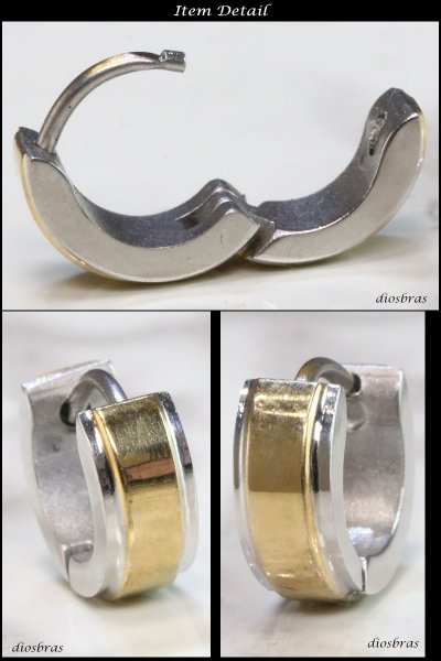 画像2: ステンレス フープピアス シルバー 金属アレルギー対応 メタル素材 シンプル 小さめ フープ ループ リング 輪っか ピアス ゴールド メンズ アクセサリー レディース 中折れ式 10mm (2)