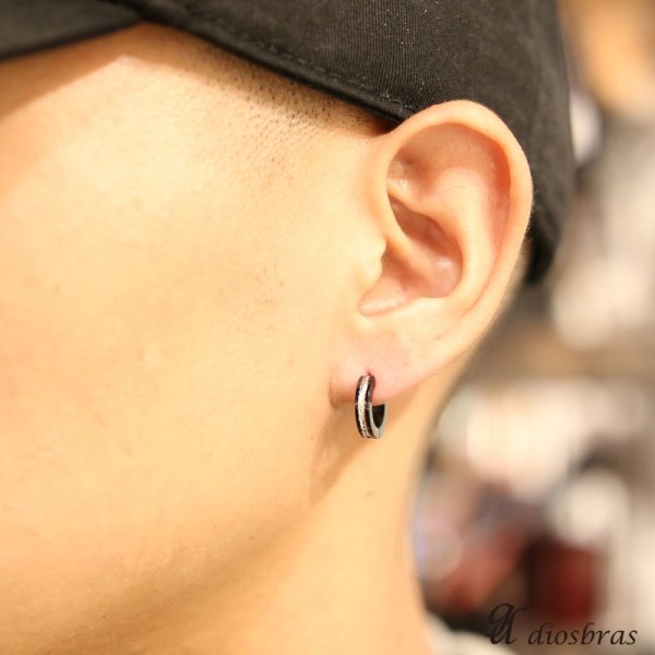 画像3: ステンレス フープピアス シルバー 金属アレルギー対応 メタル素材 シンプル 小さめ フープ ループ リング 輪っか ピアス アクセサリー レディース メンズ 中折れ式 13mm (3)