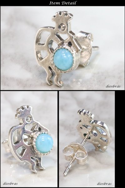 画像2: ココペリ【ラリマー ドミニカ産 ピアス】本物シルバー925/ ピアス パワーストーン/ピアス セット販売 ペア・両耳販売ピアス メンズ レディース (2)