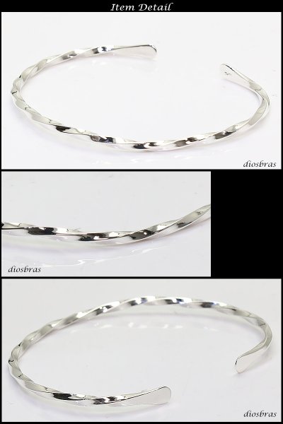 画像2: 【シルバーバングル】ねじり【シルバーアクセサリー シルバーアクセサリー メンズ シルバーバングル ブレスレット シルバー925 メンズアクセサリー プレゼントに人気 送料無料【diosbras-ディオブラス-】ブレード　バングル (2)