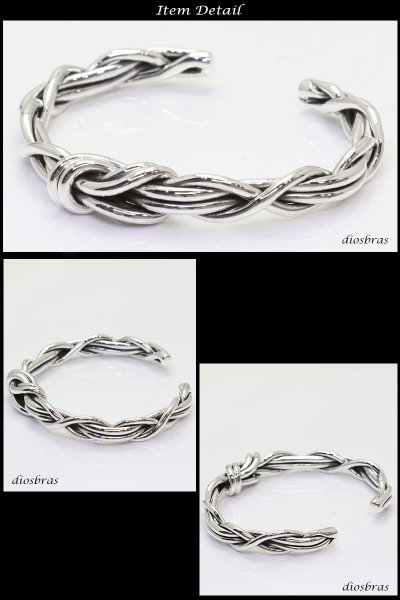 画像2: 【シルバーバングル】ハンドメイド チェーン デザイン 編み込み 網目  4本編み ツイストワイヤー【シルバーアクセサリー】バリチェーン メンズ シルバーバングル ブレスレット シルバー925 メンズアクセサリー ネイティブアメリカン 人気  バングル (2)