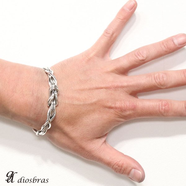 画像3: 【シルバーバングル】ハンドメイド チェーン デザイン 編み込み 網目  4本編み ツイストワイヤー【シルバーアクセサリー】バリチェーン メンズ シルバーバングル ブレスレット シルバー925 メンズアクセサリー ネイティブアメリカン 人気  バングル (3)