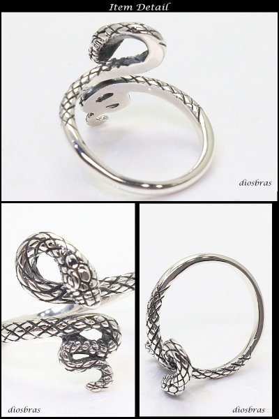 画像2: シルバーリング スネーク リング シルバーアクセサリー クロス 十字架 リング 蛇 ヘビ シルバーアクセサリー メンズ シルバーリング 指輪 シルバー925 メンズアクセサリー 大きいサイズ フリーサイズ【メール便なら全国送料無料】 (2)