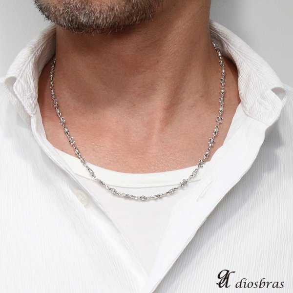 画像2: ネックレス/チェーン/ネックレスチェーン/メンズ/レディース/シルバーネックレス/シルバー925 百合の紋章　ユリ　リリー　ネックレスチェーン/　アラベスクフック/シルバー925　【送料無料】 (2)