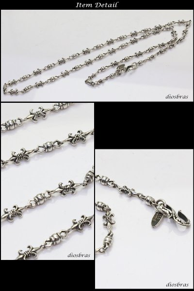 画像3: ネックレス/チェーン/ネックレスチェーン/メンズ/レディース/シルバーネックレス/シルバー925 百合の紋章　ユリ　リリー　ネックレスチェーン/　アラベスクフック/シルバー925　【送料無料】 (3)