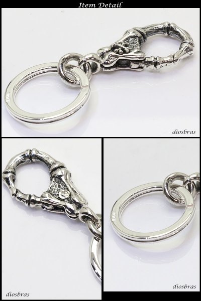 画像2: スカル　ボーン シルバーキーチェーン スカルハンド　ボーン シルバーアクセサリー メンズアクセサリー 骸骨　スカルヘッド　キーホルダー シルバー925 ウォレットチェーン 送料無料 【diosbras-ディオブラス-】 (2)