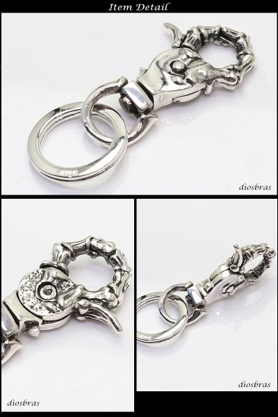 画像2: スカル ボーン　シルバーキーチェーン スカルハンド　ボーン シルバーアクセサリー メンズアクセサリー 骸骨　スカルヘッド　キーホルダー シルバー925 ウォレットチェーン 送料無料 【diosbras-ディオブラス-】 (2)