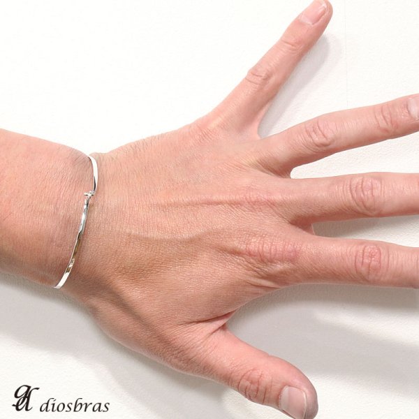 画像3: 【シルバーバングル】【シルバーアクセサリー】シンプル プレーン シルバーアクセサリー メンズ シルバーバングル ブレスレット シルバー925 メンズアクセサリー プレゼントに人気 送料無料フック ブレスレット【diosbras-ディオブラス-】 (3)