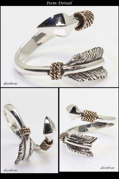 画像2: リング アロー ネイティブアメリカン インディアンジュエリー フェザー シルバー925  アロー 矢 シルバーアクセサリー 指輪 リング /フリーサイズ シルバー メンズ シルバーリング 指輪 シルバー925 メンズアクセサリー【メール便なら全国送料無料】 (2)