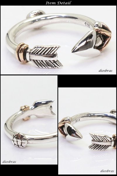 画像3: リング　アロー　ネイティブアメリカン　インディアンジュエリー　フェザー　シルバー925 　アロー　矢　シルバーアクセサリー 指輪 リング /フリーサイズ シルバー メンズ シルバーリング 指輪 シルバー925 メンズアクセサリー 太陽神　サンマーク【メール便全国送料無料】 (3)