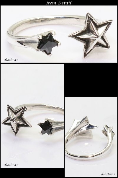 画像3: シルバー925 シルバーリング ブラックジルコニア メンズ 星 スター スター 七つ星 パワーストーン オニキス 天然石  スターリングシルバー 指輪 ring silver925 銀 シルバーアクセサリー 男性 女性 レディース フリーサイズ【メール便なら全国送料無料】 (3)