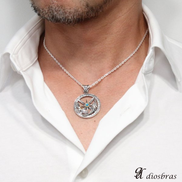 画像4: シルバー925 コイン 太陽神 サンマーク【フェザー トップ】イーグル クロウ 爪 フェザーネックレス ハンドメイドネックレス/インディアンジュエリー・ネイティブ/ペンダント/フェザー イーグル  パーツ メンズ レディース ゴールド 真鍮【送料無料】 (4)