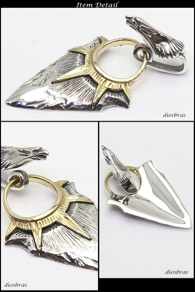 画像2: 矢じり アロー 石目 たたき  シルバー925 イーグル 羽根 太陽神 サンマーク ペンダント 矢じり イーグル フェザー ケースペンダント/シルバー925/silver/ 羽根 インディアンジュエリー/ネイティブアメリカン/グッドバイブレーション ≪メール便送料無料!!≫ (2)