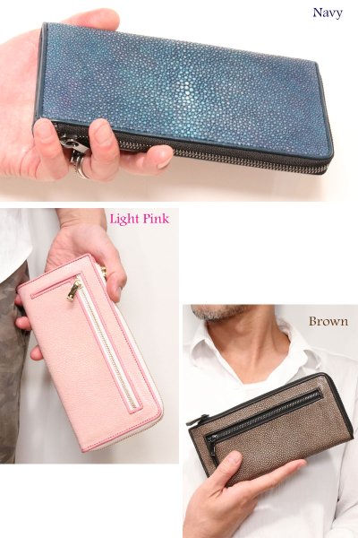 画像18: 財布 ラウンドファスナー メンズ レディース 本革 カットスティングレー エイ革  大容量 ラウンドファスナー ウォレット ガルーシャ ラウンド ジッパー ZIPPER 財布 ヌメ革 レザーウォレット ロングウォレット バイカー 長財布 牛革 紳士 婦 …LAUDA-ラウダ- (18)