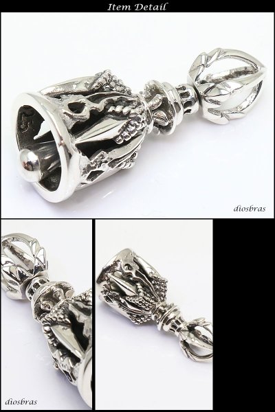 画像2: シルバー925 ドラゴン 竜　バイカーベル 和柄 龍彫りペンダント ガーディアンベル 蛇　ヘビ　スネーク  [ メンズ | シルバーネックレス | シルバーアクセ | ペンダントトップ | ハード ] クロウ　爪 (2)