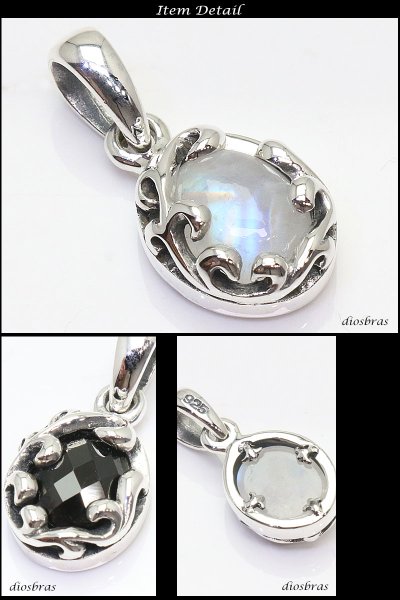 画像4: 【オーバル ペンダント トップ】ブリリアンカット ブラックスピネル ムーンストーン 存在感のあるブラックスピネルペンダント アラベスク 唐草 ゴシック シルバー925/フェザーネックレス ネックレス メンズ レディース【メール便なら送料無料】 (4)