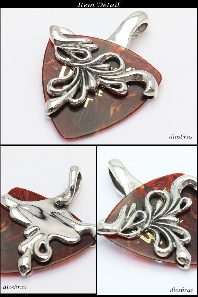 画像2: シルバー925 ピッグケース　ピック　アラベスク　ジルコニア　ピックケースペンダント/シルバー925/silver/ギター/バンド/ピック/スカル/スカルボーン/髑髏/メンズアクセサリー/≪送料無料!!≫ (2)