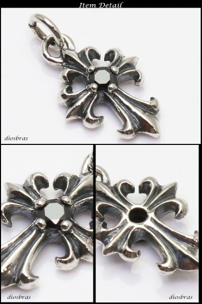 画像2: クロス ペンダント クロス 十字架 ミニクロス ブラック ジルコニア シルバー925/ペンダント トップ シルバー 925/ネックレス/ ネックレス  メンズ レディース≪メール便なら送料無料!!≫ (2)