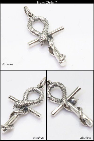 画像2: 【クロス　ペンダント トップ】ミニクロス スネーク　蛇　骸骨　ヘビ　ブラック　十字架　ゴシック　シルバー925ペンダント/ペンダント トップ シルバー 925/ネックレス/ ネックレス メンズ レディース【メール便なら送料無料】【Sサイズ】 (2)