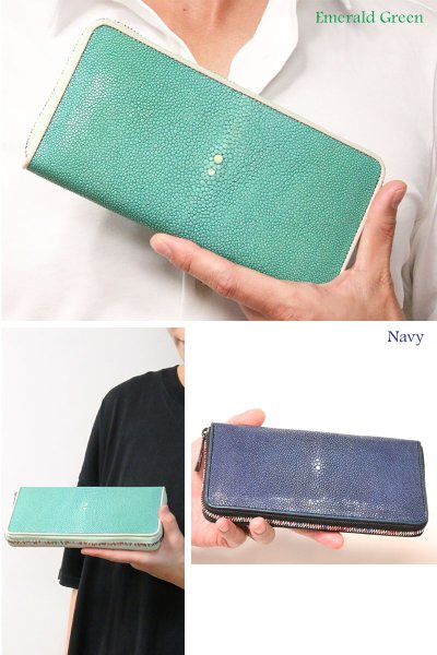 画像14: 財布 ラウンドファスナー メンズ レディースマルチカラーファスナー 本革 カットスティングレー エイ革  大容量 ラウンドファスナー ウォレット ガルーシャ ラウンド ジッパー ZIPPER 財布 ヌメ革 レザーウォレット ロングウォレット バイカー 長財布 牛革 紳士 婦 VALENA-ヴァレナ- (14)