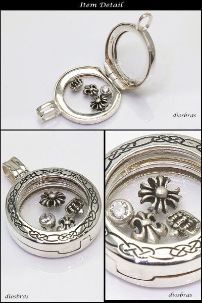 画像2: ペンダント ピルケース ロケット 王冠 クラウン ユリ リリー クロス ペンダント クロス 十字架 ミニクロス ブラック ジルコニア シルバー925/ペンダント トップ シルバー 925/ネックレス/ ネックレス  メンズ レディース【大】≪送料無料!!≫ (2)