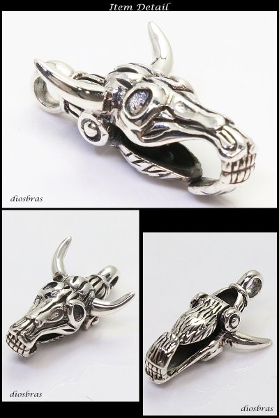 画像3: バッファロースカル キーチェーン ペンダント パーツ カスタムパーツ キーホルダー キーフック トップ  シルバー925 【メール便なら送料無料】 (3)