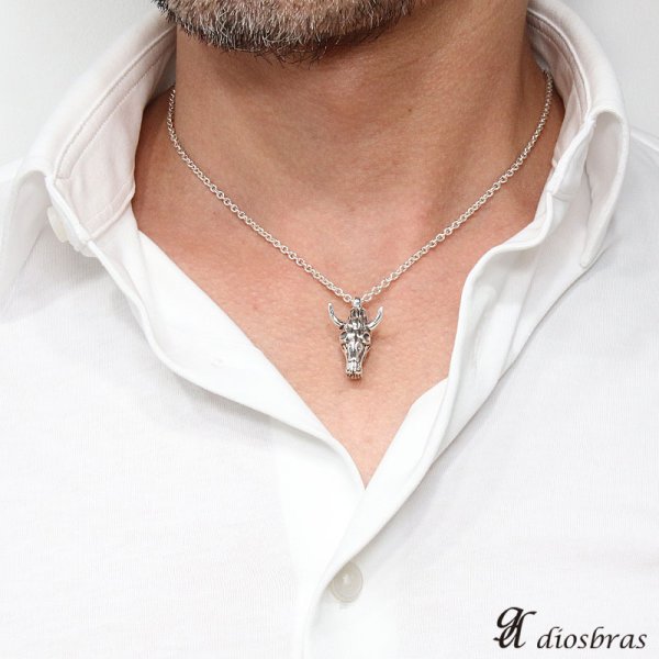 画像2: バッファロースカル キーチェーン ペンダント パーツ カスタムパーツ キーホルダー キーフック トップ  シルバー925 【メール便なら送料無料】 (2)