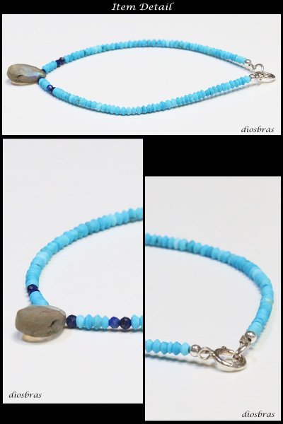 画像2: ターコイズ 雫型 ラブラドライト ブリリアンカット ブレスレット ビーズ ラピスラズリ ブレス メンズ ネイティブ シルバー925 数珠 パワーストーン (2)