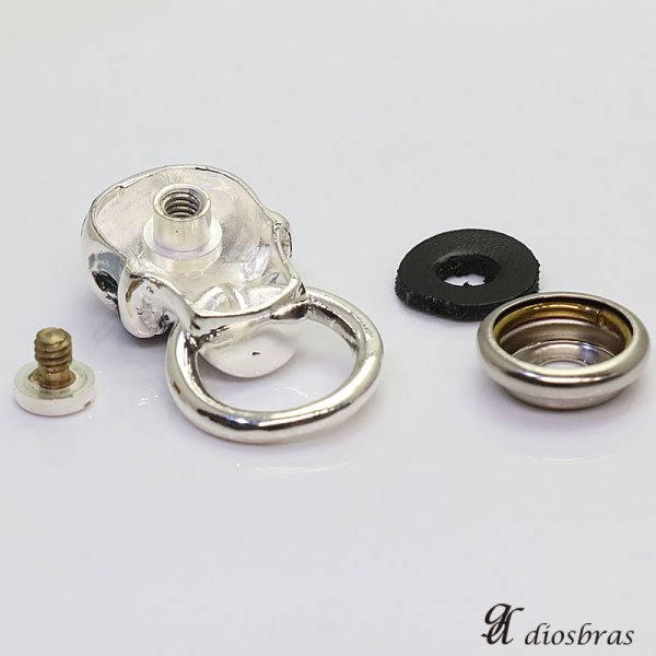 画像2: コンチョ スカル リング 骸骨 ブラック ジルコニア ドクロ コンチョ【M】亜鉛合金製 コンチョ ドロップハンドル ジョイントパーツ(ネジ式)【メール便限定送料無料!!】 (2)