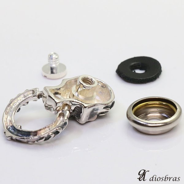 画像2: コンチョ スカル リング 骸骨 アラベスク ドクロ コンチョ 亜鉛合金製 コンチョ ドロップハンドル ジョイントパーツ(ネジ式)【メール便限定送料無料!!】 (2)