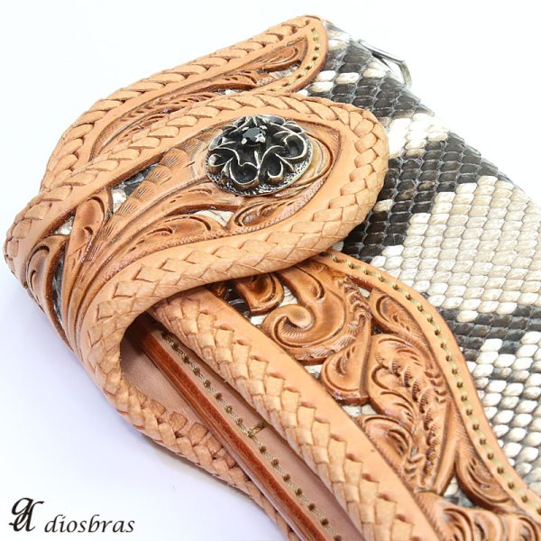 画像3: コンチョ アラベスク ジルコニア ブラック ホワイト シルバー 唐草 コンチョ スカル 亜鉛合金製 コンチョ シルバー コンチョ ナバホ 財布 ウォレット メンズ (ネジ式)【メール便なら送料無料!!】 (3)