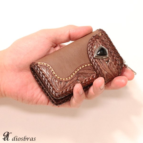 画像3: 【diosbras-ディオブラス-】6連 キーケース 本革サドルレザー手彫りカービング透かし彫りキーケース/牛革 バイカーズアイテム バイカー パイソン革 蛇革【ブラウン/茶】 (3)