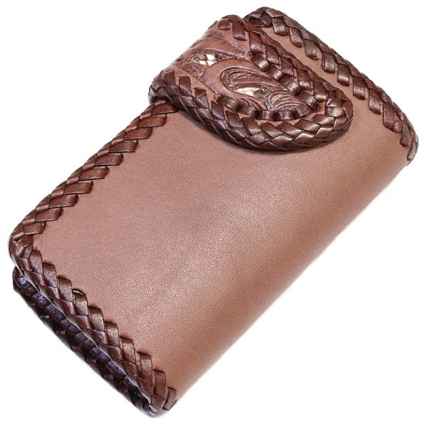 画像4: 【diosbras-ディオブラス-】6連 キーケース 本革サドルレザー手彫りカービング透かし彫りキーケース/牛革 バイカーズアイテム バイカー パイソン革 蛇革【ブラウン/茶】 (4)