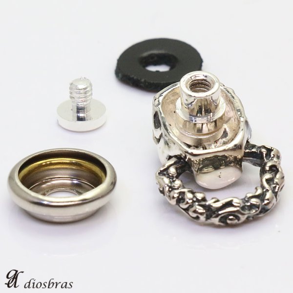 画像2: コンチョ　スカル リング 骸骨 アラベスク　ドクロ　コンチョ【M】亜鉛合金製　コンチョ　ドロップハンドル　ジョイントパーツ（ネジ式）【メール便限定送料無料！！】 (2)