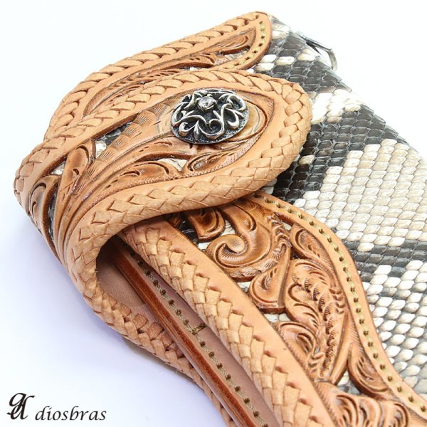 画像4: コンチョ アラベスク ジルコニア ブラック ホワイト シルバー 唐草 コンチョ スカル 亜鉛合金製 コンチョ シルバー コンチョ ナバホ 財布 ウォレット メンズ (ネジ式)【メール便なら送料無料!!】 (4)