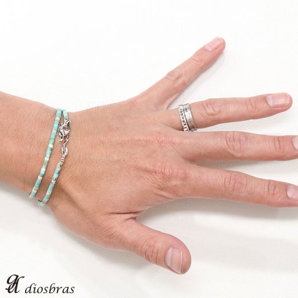画像3: 【diosbras-ディオブラス】ターコイズ 馬蹄 ホースシュー フェザー ブレスレット ブレス メンズ ネイティブ /羽/ターコイズ/オニキス シルバー925 チェーン メディスンホイール フェザー (3)