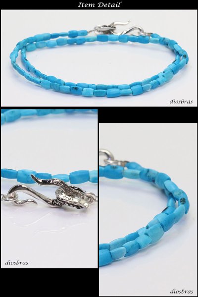 画像2: 【diosbras-ディオブラス】ターコイズ 馬蹄 ホースシュー フェザー ブレスレット ブレス メンズ ネイティブ /羽/ターコイズ/オニキス シルバー925 チェーン メディスンホイール フェザー (2)