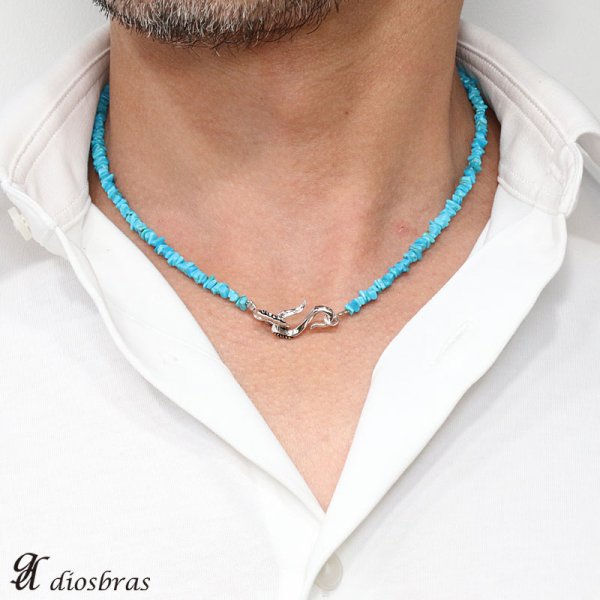 画像4: ネックレス ターコイズ ビーズ ネックレス 馬蹄 ホースシュー フック フェザー ネックレス メンズ ネイティブ /羽/ターコイズ/オニキス シルバー925 チェーン メディスンホイール フェザーネックレス さざれ石【diosbras-ディオブラス】 (4)