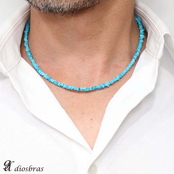 画像2: ネックレス ターコイズ ビーズ ネックレス 馬蹄 ホースシュー フック フェザー ネックレス メンズ ネイティブ /羽/ターコイズ/オニキス シルバー925 チェーン メディスンホイール フェザーネックレス さざれ石【diosbras-ディオブラス】 (2)